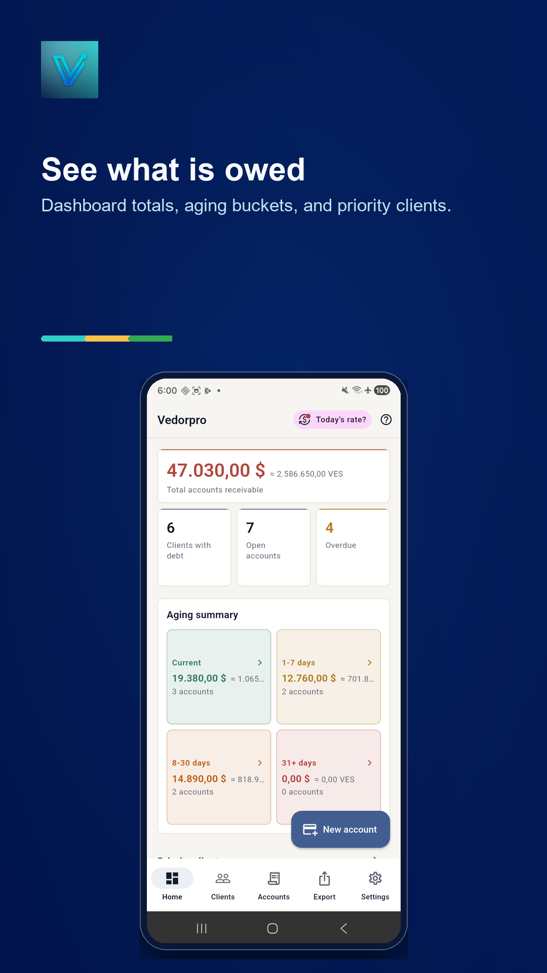 Vedorpro dashboard screenshot